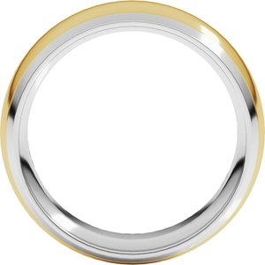 14K Yellow Or White Or Rose Gold Stepped Beveled-Edge Inlay Comfort-Fit Half Round Band