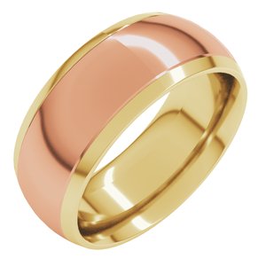 14K Yellow Or White Or Rose Gold Stepped Beveled-Edge Inlay Comfort-Fit Half Round Band
