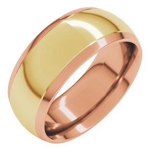 14K Yellow Or White Or Rose Gold Stepped Beveled-Edge Inlay Comfort-Fit Half Round Band