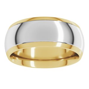 14K Yellow Or White Or Rose Gold Stepped Beveled-Edge Inlay Comfort-Fit Half Round Band