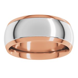 14K Yellow Or White Or Rose Gold Stepped Beveled-Edge Inlay Comfort-Fit Half Round Band