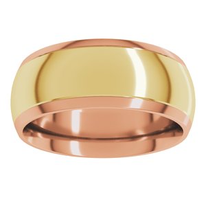 14K Yellow Or White Or Rose Gold Stepped Beveled-Edge Inlay Comfort-Fit Half Round Band