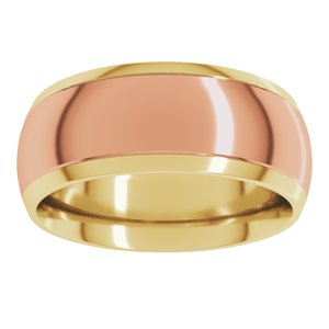 14K Yellow Or White Or Rose Gold Stepped Beveled-Edge Inlay Comfort-Fit Half Round Band