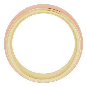 14K Yellow Or White Or Rose Gold Stepped Beveled-Edge Inlay Comfort-Fit Half Round Band