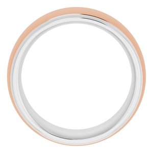 14K Yellow Or White Or Rose Gold Stepped Beveled-Edge Inlay Comfort-Fit Half Round Band