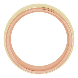 14K Yellow Or White Or Rose Gold Stepped Beveled-Edge Inlay Comfort-Fit Half Round Band