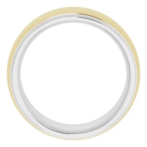 14K Yellow Or White Or Rose Gold Stepped Beveled-Edge Inlay Comfort-Fit Half Round Band