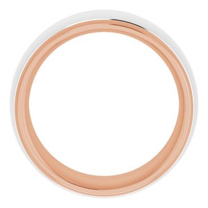14K Yellow Or White Or Rose Gold Stepped Beveled-Edge Inlay Comfort-Fit Half Round Band