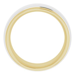 14K Yellow Or White Or Rose Gold Stepped Beveled-Edge Inlay Comfort-Fit Half Round Band