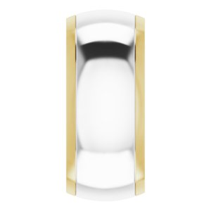 14K Yellow Or White Or Rose Gold Stepped Beveled-Edge Inlay Comfort-Fit Half Round Band