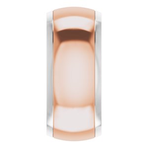 14K Yellow Or White Or Rose Gold Stepped Beveled-Edge Inlay Comfort-Fit Half Round Band