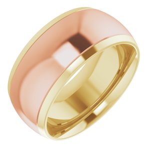 14K Yellow Or White Or Rose Gold Stepped Beveled-Edge Inlay Comfort-Fit Half Round Band