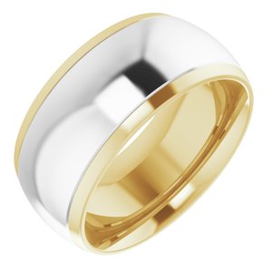 14K Yellow Or White Or Rose Gold Stepped Beveled-Edge Inlay Comfort-Fit Half Round Band