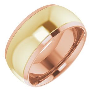 14K Yellow Or White Or Rose Gold Stepped Beveled-Edge Inlay Comfort-Fit Half Round Band