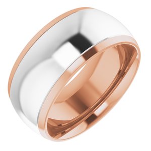 14K Yellow Or White Or Rose Gold Stepped Beveled-Edge Inlay Comfort-Fit Half Round Band
