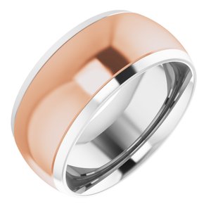 14K Yellow Or White Or Rose Gold Stepped Beveled-Edge Inlay Comfort-Fit Half Round Band