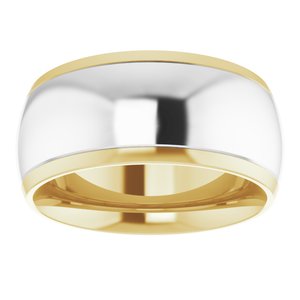 14K Yellow Or White Or Rose Gold Stepped Beveled-Edge Inlay Comfort-Fit Half Round Band