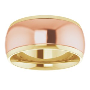 14K Yellow Or White Or Rose Gold Stepped Beveled-Edge Inlay Comfort-Fit Half Round Band