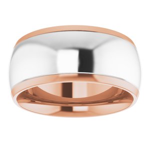 14K Yellow Or White Or Rose Gold Stepped Beveled-Edge Inlay Comfort-Fit Half Round Band