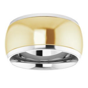 14K Yellow Or White Or Rose Gold Stepped Beveled-Edge Inlay Comfort-Fit Half Round Band