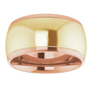 14K Yellow Or White Or Rose Gold Stepped Beveled-Edge Inlay Comfort-Fit Half Round Band