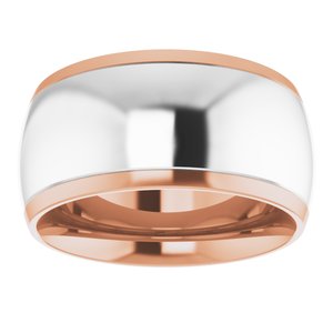 14K Yellow Or White Or Rose Gold Stepped Beveled-Edge Inlay Comfort-Fit Half Round Band