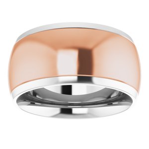 14K Yellow Or White Or Rose Gold Stepped Beveled-Edge Inlay Comfort-Fit Half Round Band