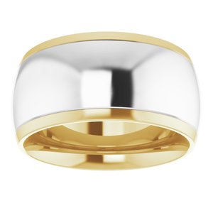 14K Yellow Or White Or Rose Gold Stepped Beveled-Edge Inlay Comfort-Fit Half Round Band