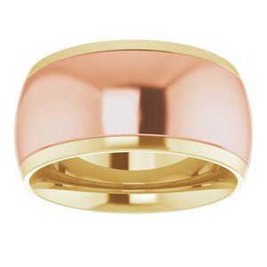14K Yellow Or White Or Rose Gold Stepped Beveled-Edge Inlay Comfort-Fit Half Round Band