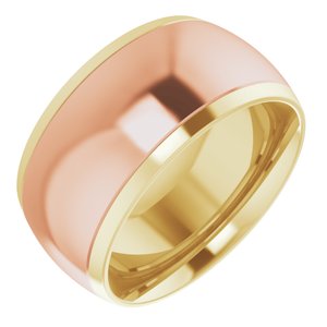 14K Yellow Or White Or Rose Gold Stepped Beveled-Edge Inlay Comfort-Fit Half Round Band