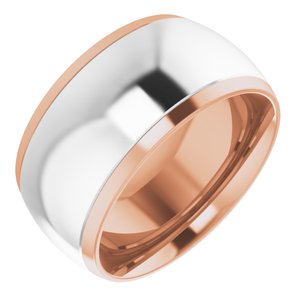 14K Yellow Or White Or Rose Gold Stepped Beveled-Edge Inlay Comfort-Fit Half Round Band