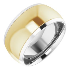 14K Yellow Or White Or Rose Gold Stepped Beveled-Edge Inlay Comfort-Fit Half Round Band