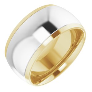 14K Yellow Or White Or Rose Gold Stepped Beveled-Edge Inlay Comfort-Fit Half Round Band