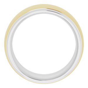 14K Yellow Or White Or Rose Gold Stepped Beveled-Edge Inlay Comfort-Fit Half Round Band