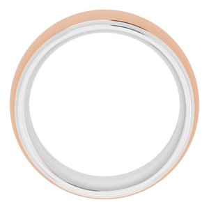 14K Yellow Or White Or Rose Gold Stepped Beveled-Edge Inlay Comfort-Fit Half Round Band