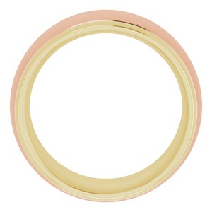 14K Yellow Or White Or Rose Gold Stepped Beveled-Edge Inlay Comfort-Fit Half Round Band