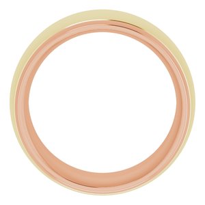 14K Yellow Or White Or Rose Gold Stepped Beveled-Edge Inlay Comfort-Fit Half Round Band