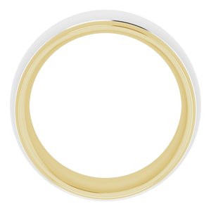 14K Yellow Or White Or Rose Gold Stepped Beveled-Edge Inlay Comfort-Fit Half Round Band