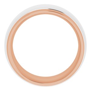 14K Yellow Or White Or Rose Gold Stepped Beveled-Edge Inlay Comfort-Fit Half Round Band