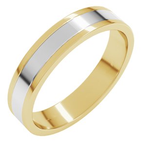 14K Yellow Or White Or Rose Gold Stepped-Edge Inlay Flat Band