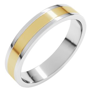 14K White/Yellow Gold 4 Mm Standard Standard Weight Flat Grooves Size 7