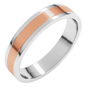 14K Yellow Or White Or Rose Gold Stepped-Edge Inlay Flat Band