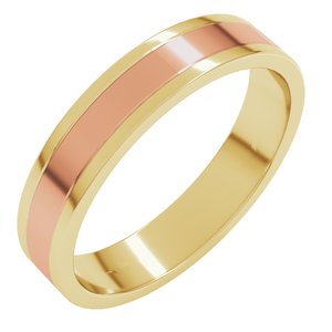 14K Yellow Or White Or Rose Gold Stepped-Edge Inlay Flat Band