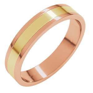 14K Yellow Or White Or Rose Gold Stepped-Edge Inlay Flat Band