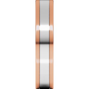 14K Yellow Or White Or Rose Gold Stepped-Edge Inlay Flat Band