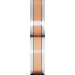 14K Yellow Or White Or Rose Gold Stepped-Edge Inlay Flat Band