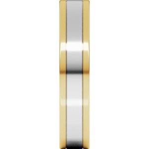 14K Yellow Or White Or Rose Gold Stepped-Edge Inlay Flat Band