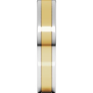 14K Yellow Or White Or Rose Gold Stepped-Edge Inlay Flat Band