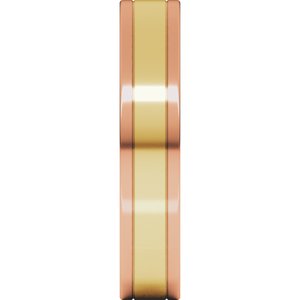 14K Yellow Or White Or Rose Gold Stepped-Edge Inlay Flat Band