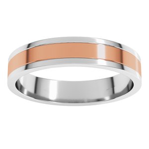 14K Yellow Or White Or Rose Gold Stepped-Edge Inlay Flat Band